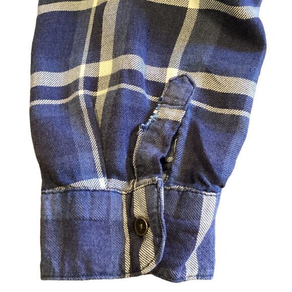 Maurices Flannel Button-Up Top Cotton Blend Blue & White Plaid XL #228A - Picture 6 of 9